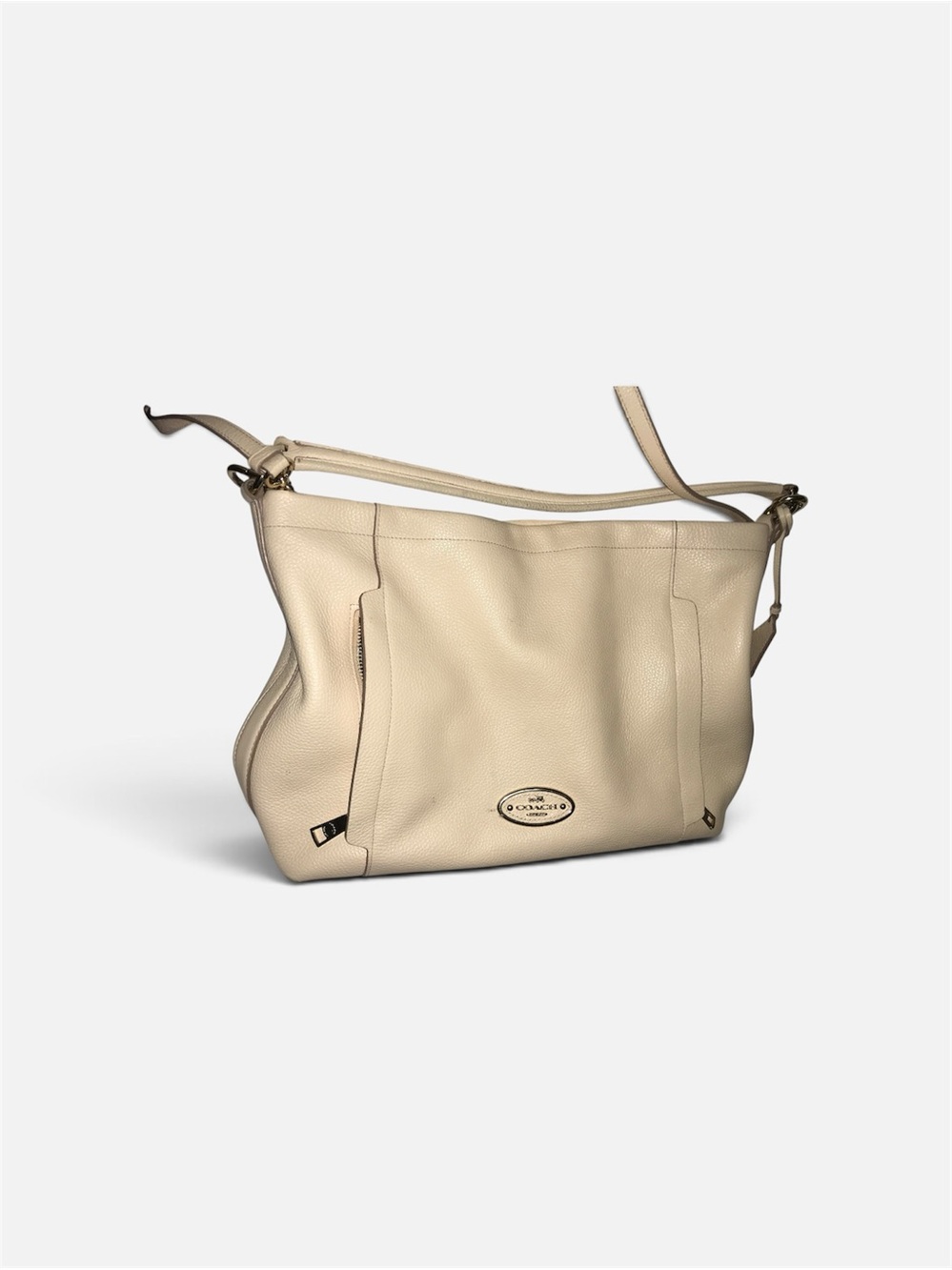 Coach Beige  pinkish Leather Shoulder Bag